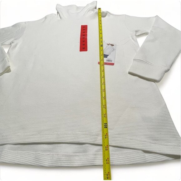 Lands' End Long-Sleeve Waffle Funnel Neck Top White Medium, New - Picture 8 of 9